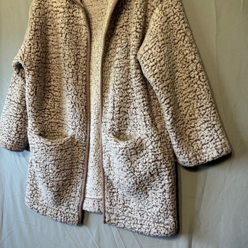 American Eagle Womens Sherpa Hooded Cardigan Medium Oversized Cozy Lounge Comfy - Picture 3 of 8